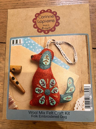 Corinne Lapierre: Folk Embroidered Dog Wool Mix Felt Craft Kit